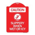 Signmission Caution-Slippery When Wet or Icy W/ Graphic, Red & White Aluminum Sign, 18" H, RW-1824-24285 A-DES-RW-1824-24285